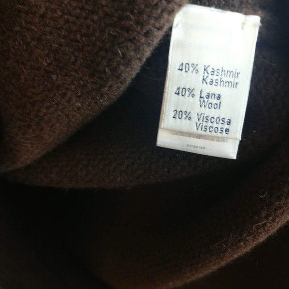 Chocolate BROWN Italian Cashmere Wool blend sweaterdress coatigan front button S - Picture 8 of 10